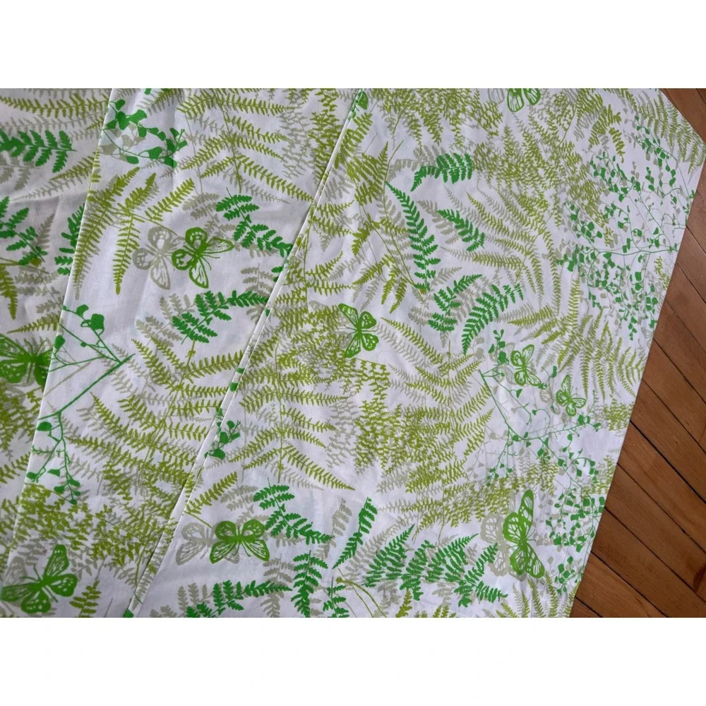 Vintage 70s green fern and butterfly pillowcase bundle Of‎ 3